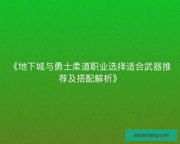 《地下城与勇士柔道职业选择适合武器推荐及搭配解析》